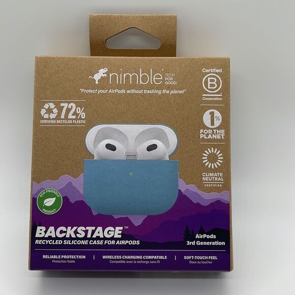 NIB Nimble BACKSTAGE Airpods 3rd Generation Silicone Case - Sea Blue - Picture 2 of 4